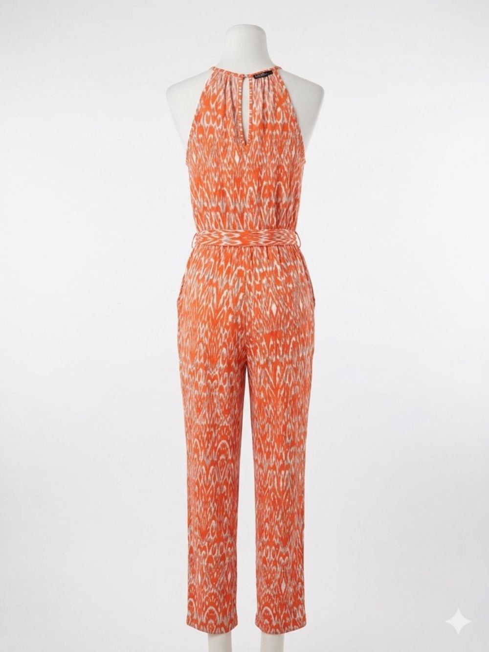 Studio by JPR Coral-Orange Printed Halter Jumpsuit